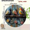 GULAPA Flat Metal Bird Flower Wall Art, Rustic Round Sign Home Decor