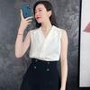 Mall 1116 Spring and Autumn New Textured Commuter V-Neck Lotus Leaf Edge Mulberry Silk Sleeveless Shirt