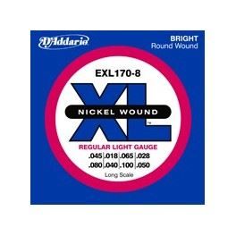 Cordes basses - d'addario - exl170-8 - 8 cordes - soft - long scale