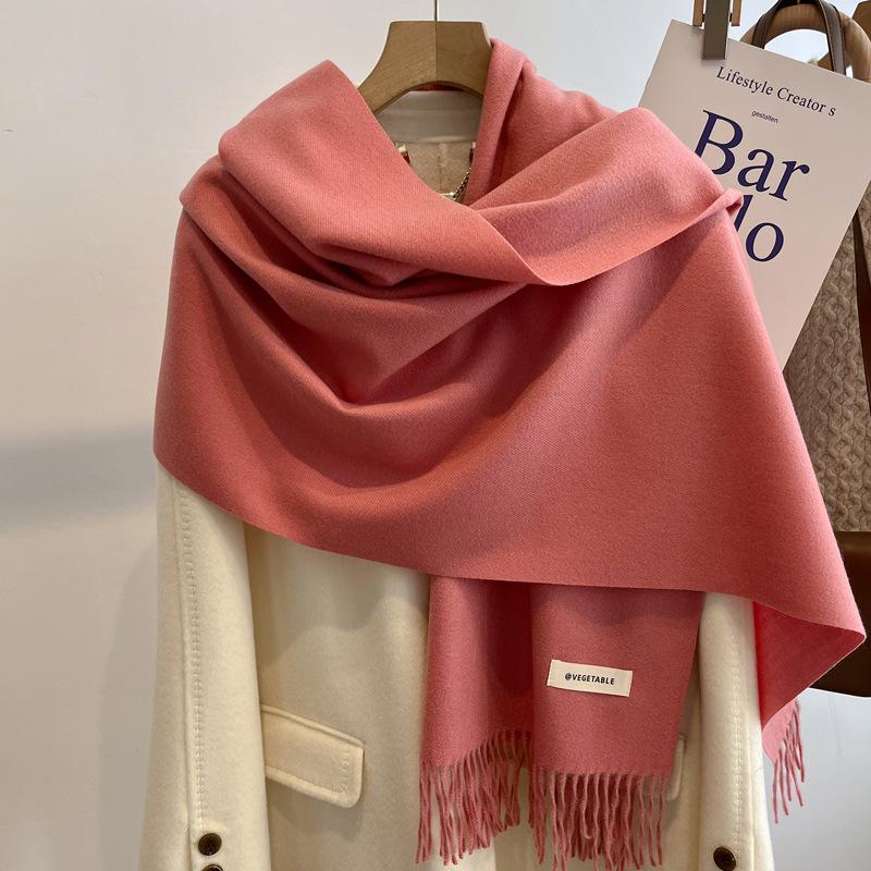 New Imitation Cashmere Scarf Winter Women's Versatile Cute Pink Scarf for Boyfriend and Girlfriend Gift Shawl