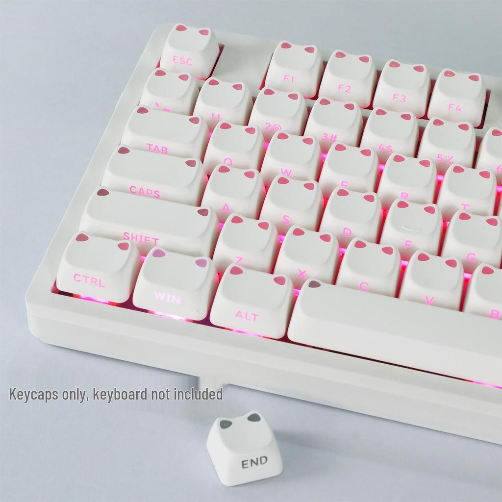 Cute Cat Ear Keycap: PBT Dye-Sublimation, Translucent, Compatible with MX Switches