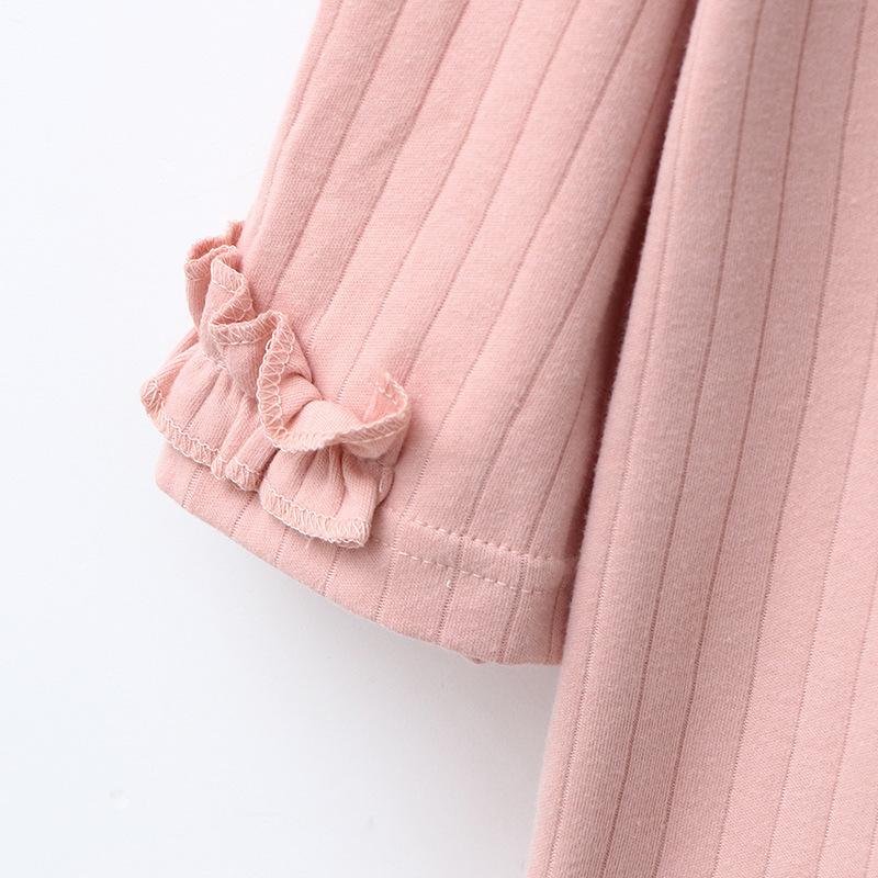Spring and summer new skin-friendly cotton round neck loose large size home solid color textured pajamas set women's leisure pure cotton comfortable