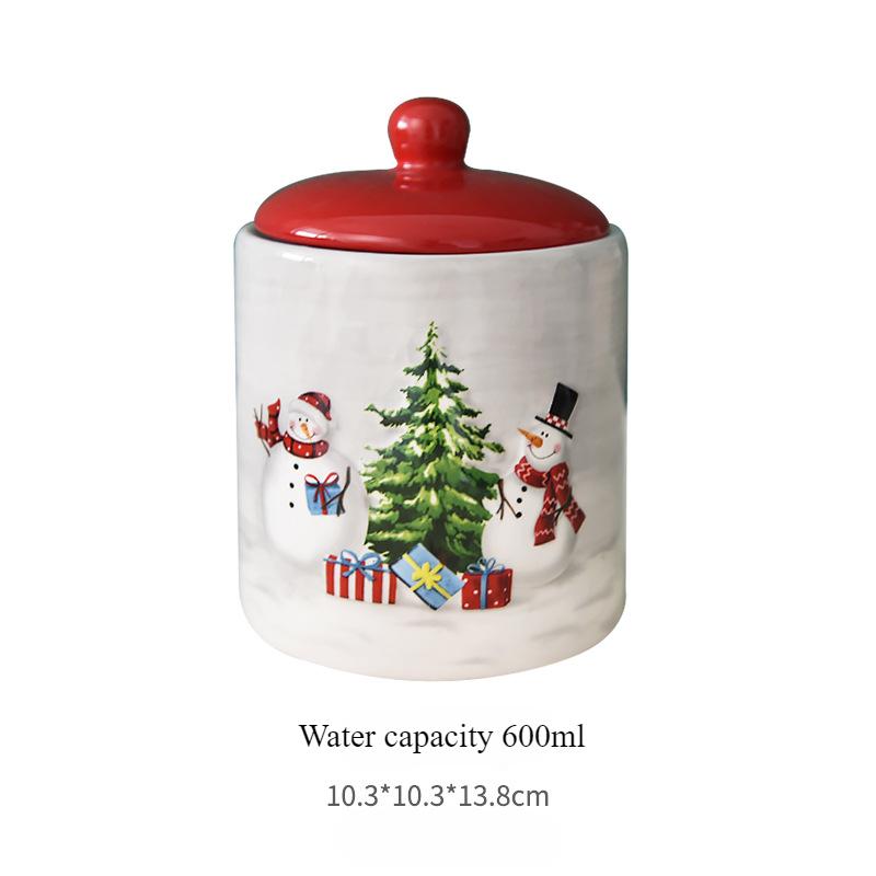 

Рождественская керамическая банка для хранения с крышкой, скандинавский снеговик, зерновые, ореховые закуски, конфеты, кофейные зерна, контейнер для еды, креативный рождественский подарок