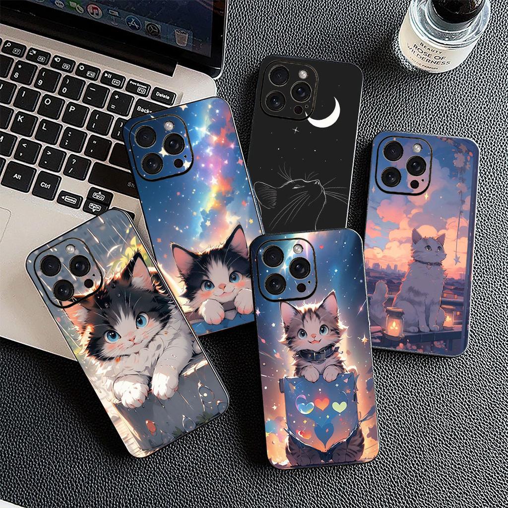 Cover for Xiaomi Redmi Note 12 11 10 A3 Pro 10A 10C 12C Note12 5G 4G Casing Phone Case Black Kitten Cat Eye Cute Anime