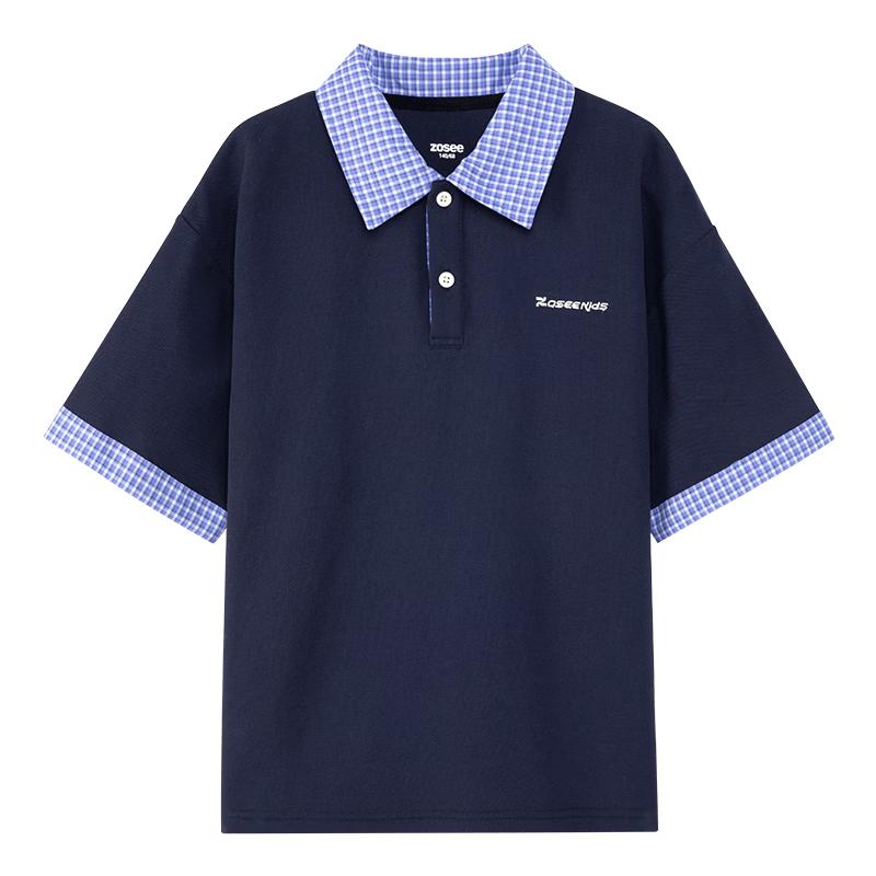 Zuoxi Boys Faux Two-Piece Cooling Breathable Polo Shirt 160