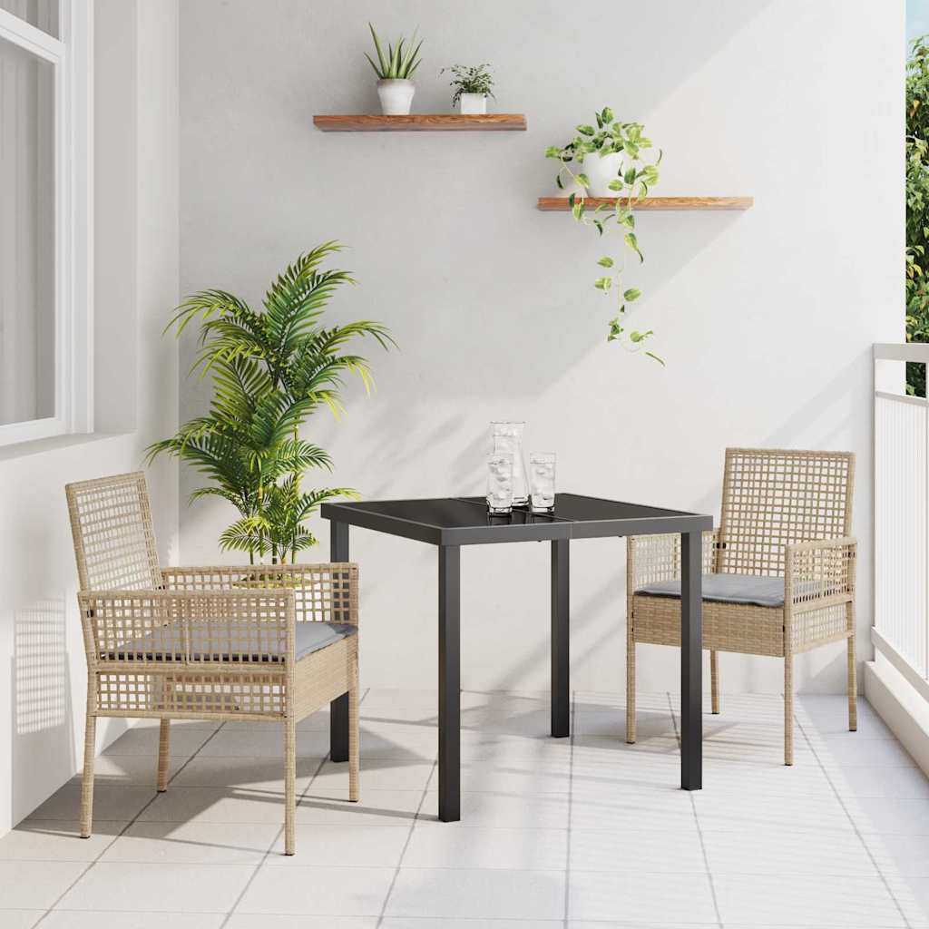Garden Chair with Cushion 2 pcs Beige 55 x 53 x 85 cm Poly Rattan