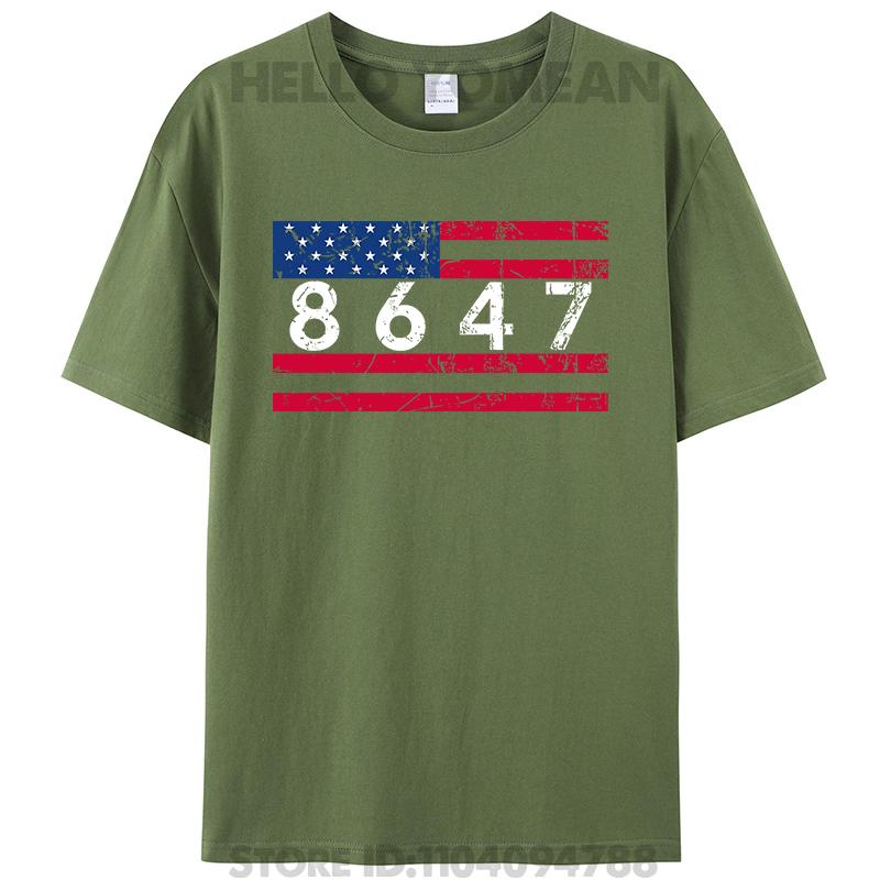 47 8647 86 Anti Prezident Impeach Klasické Vintage Meme s vlajkou USA Dámské Pánské Bavlněné Tričko Plus Size Topy