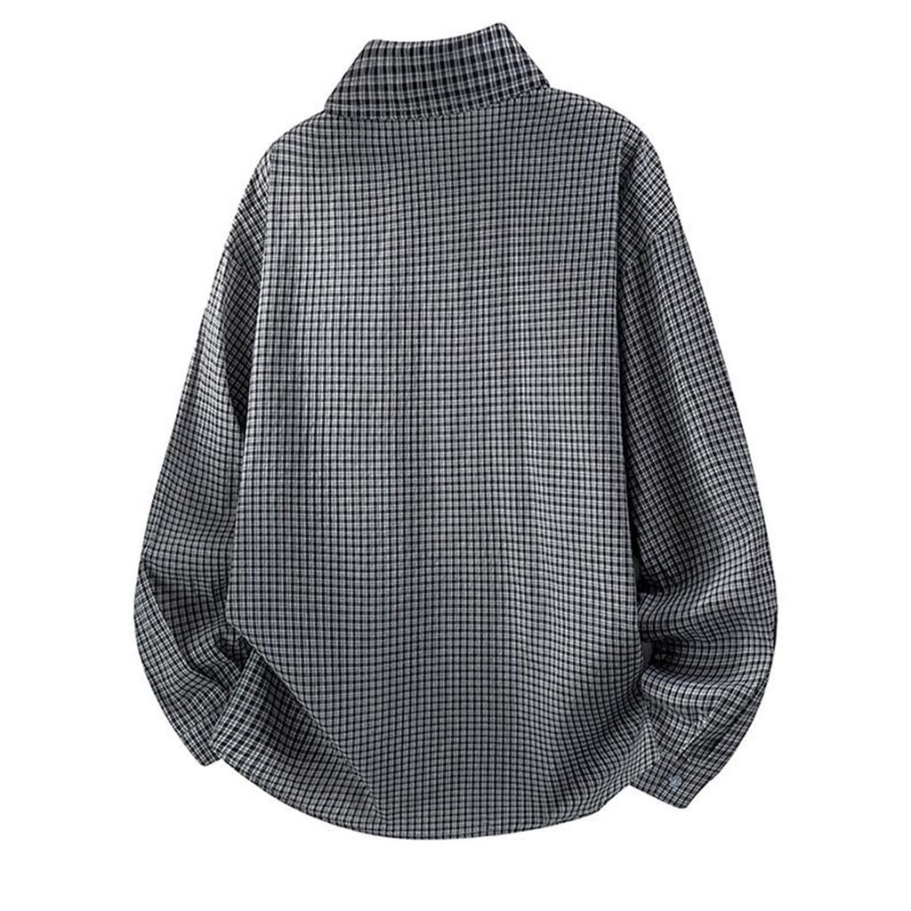 Men's Vintage Herringbone Shirt Jacket Striped Long Sleeve Collared Overshirt for Fall