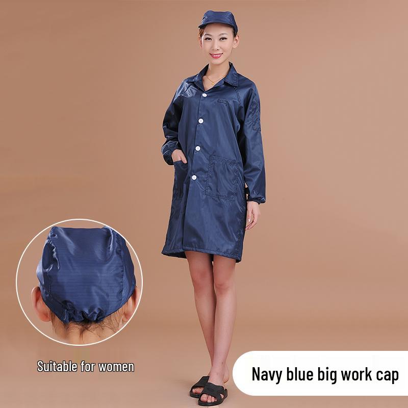Antistatic Dustproof Long Sleeve Cleanroom Coat - Protective Workwear in White/Blue