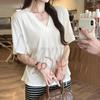 V-Neck Soft, Skin-Friendly Short-Sleeve T-Shirt with Back Waist Tie - Women's Summer 2026 New Style