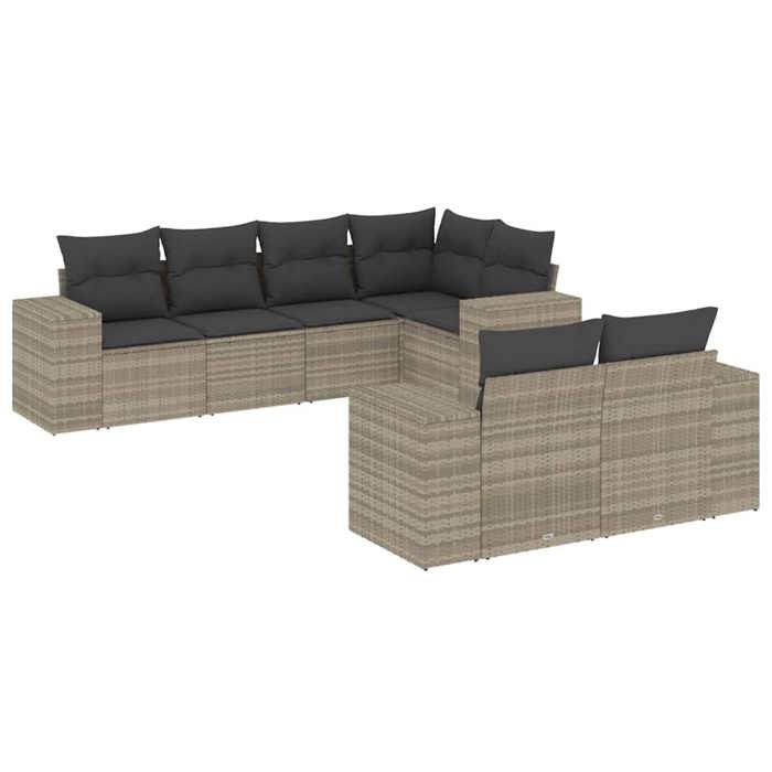 VidaXL Garden Lounge Set with Cushions 7 Pcs, Patio Sofas, Furniture Set, Outdoor Terrace Furniture, Grey 3222811