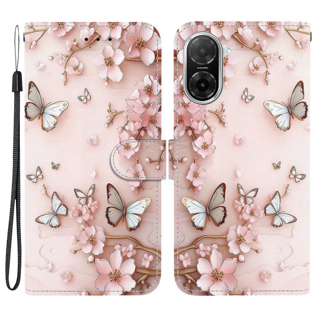 For Xiaomi Redmi A5 4G (171.7mm)/Poco C71 4G Wallet Case Pattern Printing Leather Stand Phone Cover with Strap