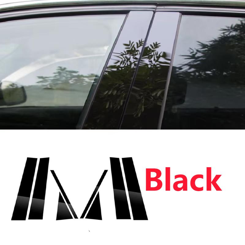 

For Volvo EX30 2024 2025 2026 8pcs Bright Black Carbon Fiber Window Trim Covers B C Pillars Center Column Stickers Accessories Bright Black