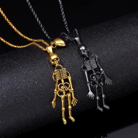 1 Pair Skeletons Holding Hands Necklaces Magnetic Skeleton Pendant Necklaces Set Vintage Skull Necklaces for Couple BFF Friendship Gothic Punk Lovers