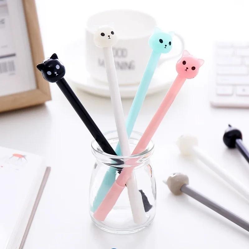 5 Pcs Set Cute Kawaii Neutral Cat Gel Pen Office Writing Supplies Gifts Color Random Korean Stationery Back To School