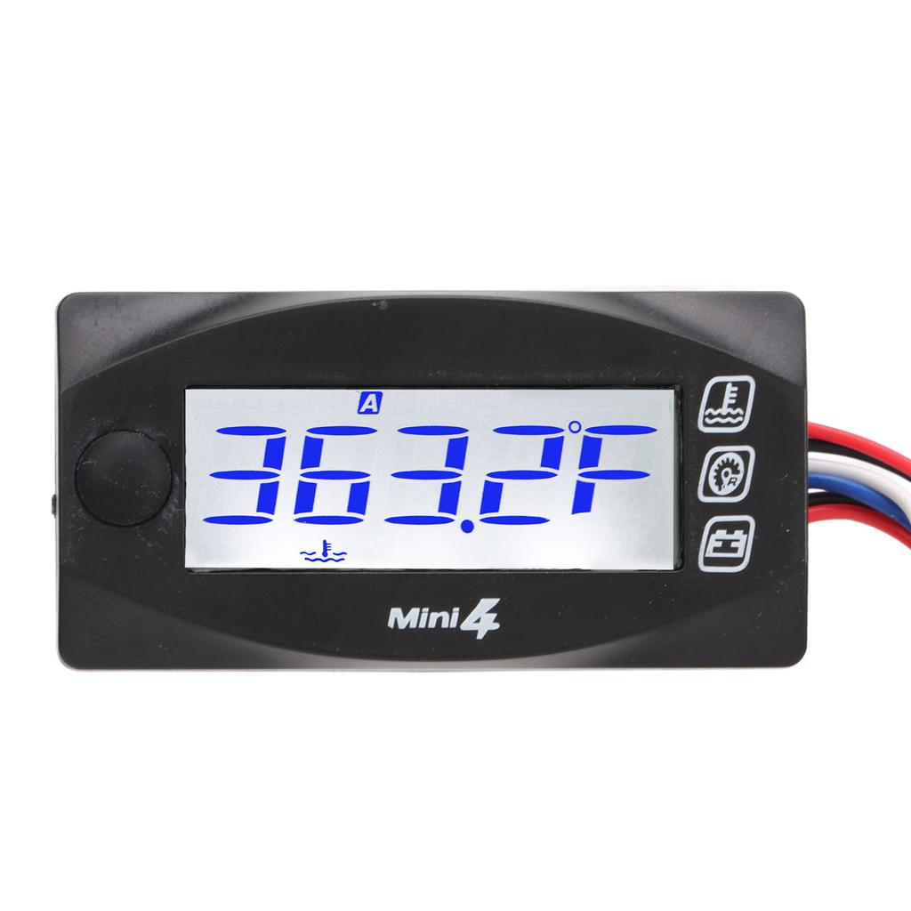 Motorcycle Blue Lighting LCD Water Temperature Gauge Meter 3 Way Connector Wiring Harness Thermometer Kit 16mm 0.63in