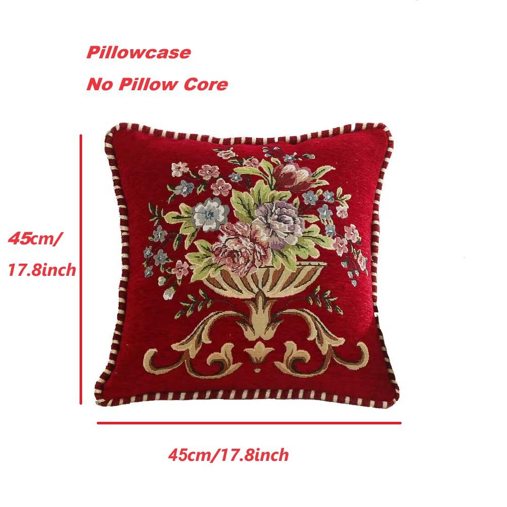 Flowers Embroidery Cushion Cover Embossed Pillowcases Jacquard Pillow Cover for Living Bedroom Home Decor 45x45cm