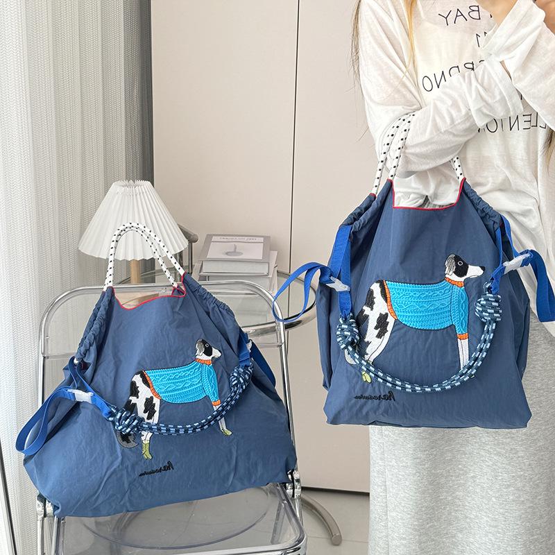 Women's Oxford Cloth Embroidered Handbag: Large Capacity, Nylon, Portable, Crossbody, and Shoulder Bag.