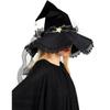 Black Soft Finish Witch Hat for Adults with Star Accent Ribbon Trim and Flared Edge Costume Look for Halloween Parties and Photo Fun