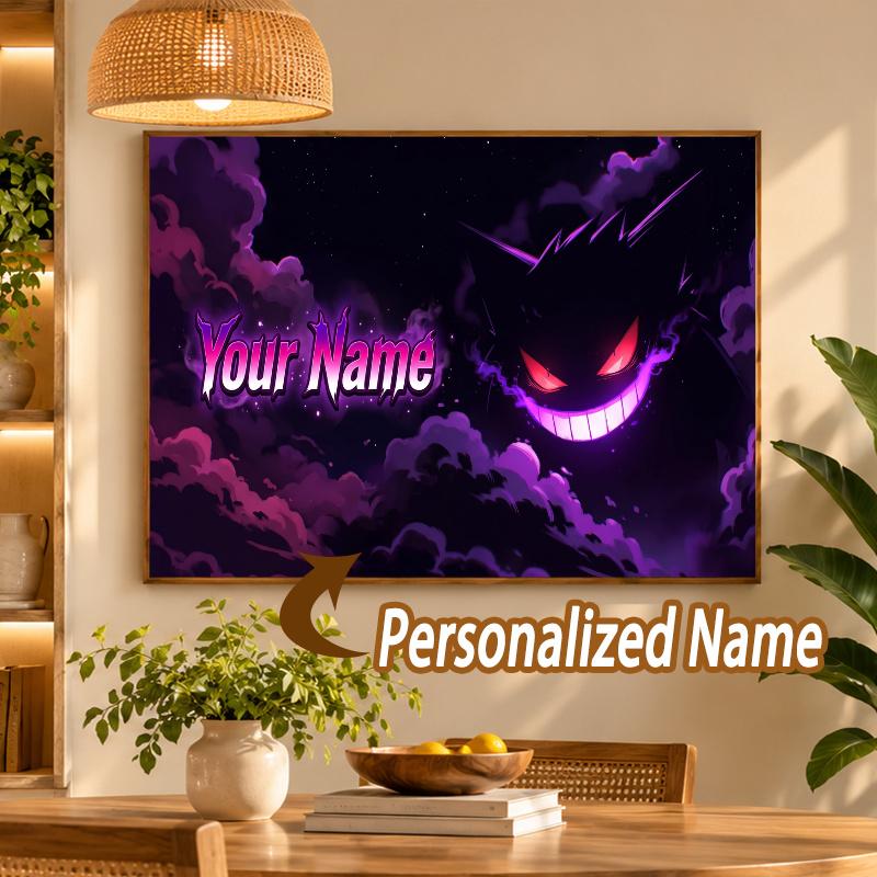 Gengar Custom Name Diamond Painting Personalized 5D Full Drill DIY Diamond Art Home Decor