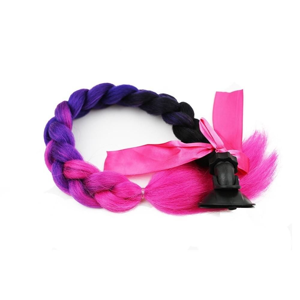 With Bowknot Helmet Braids Ponytail Hair with Suction Cup Motorcycle Helmet Braids Wig  Woman