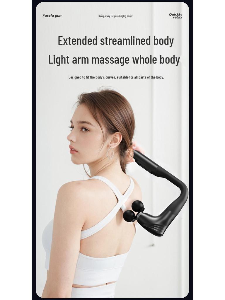 Dual-Head Long Handle Electric Fascia Gun: Professional Handheld Massager for Full Body Muscle Relaxation