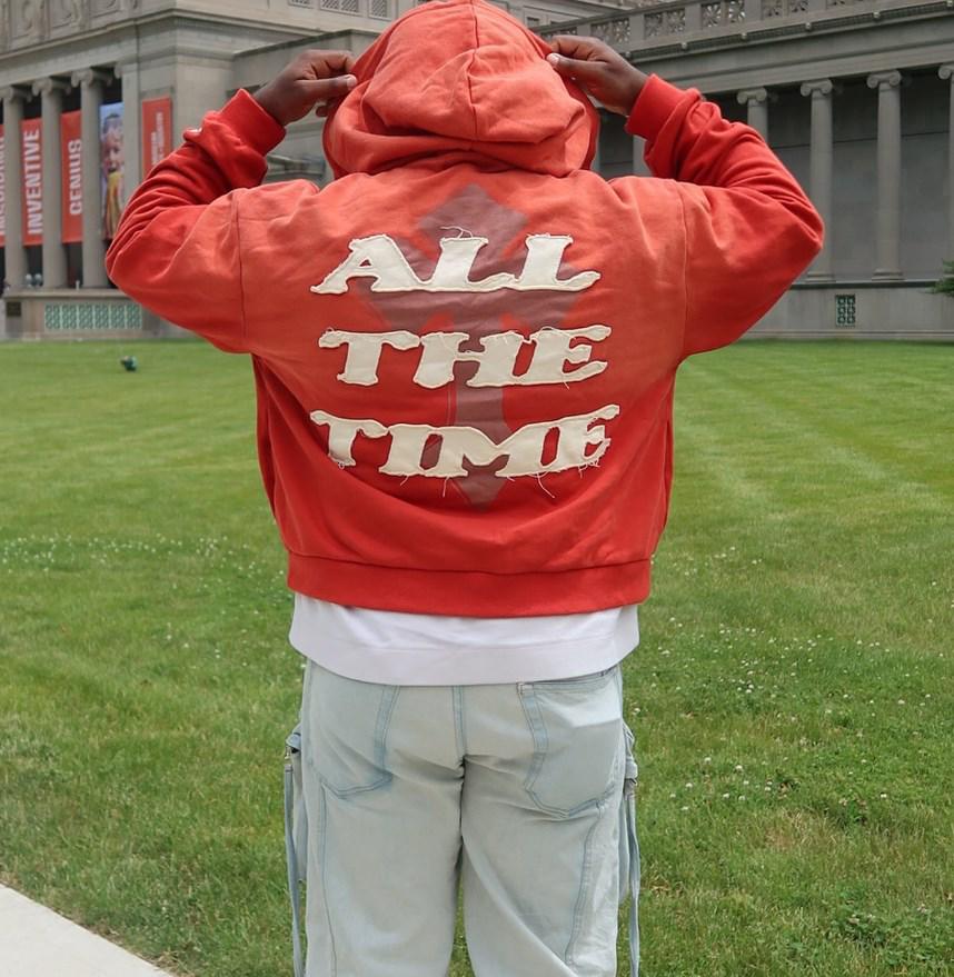 Unisex Street Style Letter Patch Embroidered Zipper Hoodie