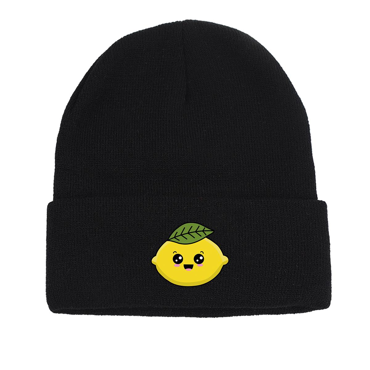 

Шапка зимняя вязаная Mango Beanie, шапка с изображением фруктовой женщины, легкая мягкая шапка-помпон в стиле хип-хоп, вязаная шапка-помпон as the picture чёрный