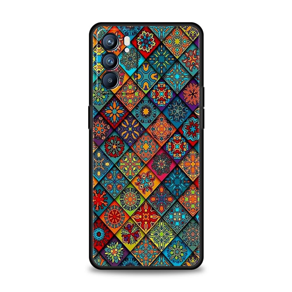 Mandala Flower Totem Case For Oppo Find X6 Pro X5 A54 A53 A52 A9 2020 A15 A95 A17 A16 A76 A74 A57 Reno7 Reno6 Pro Plus 5G Cover