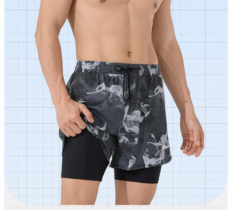 Xtep Men's Swimming Pants Fashion Double layer Anti awkward Swimming Sports Shorts Beach Surfing Beach Pants Swimming Pants