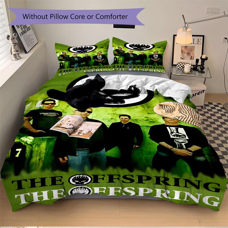 3Pcs Skull Flames Band Bedding Set Soft Fabric Duvet Cover Pillowcases Home Christmas Xmas Halloween Gift 1 Duvet Cover 2 Pillowcase G141