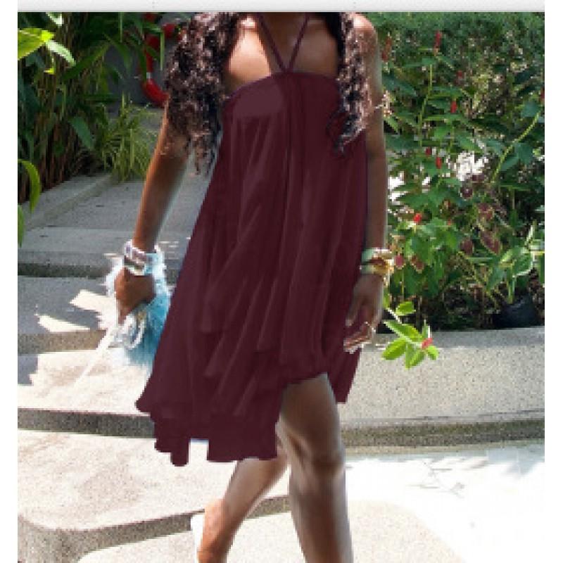 2026 Womens Sheer Mesh Backless Tie-Neck Loose Slip Dress Sexy Streetwear Short Maxi