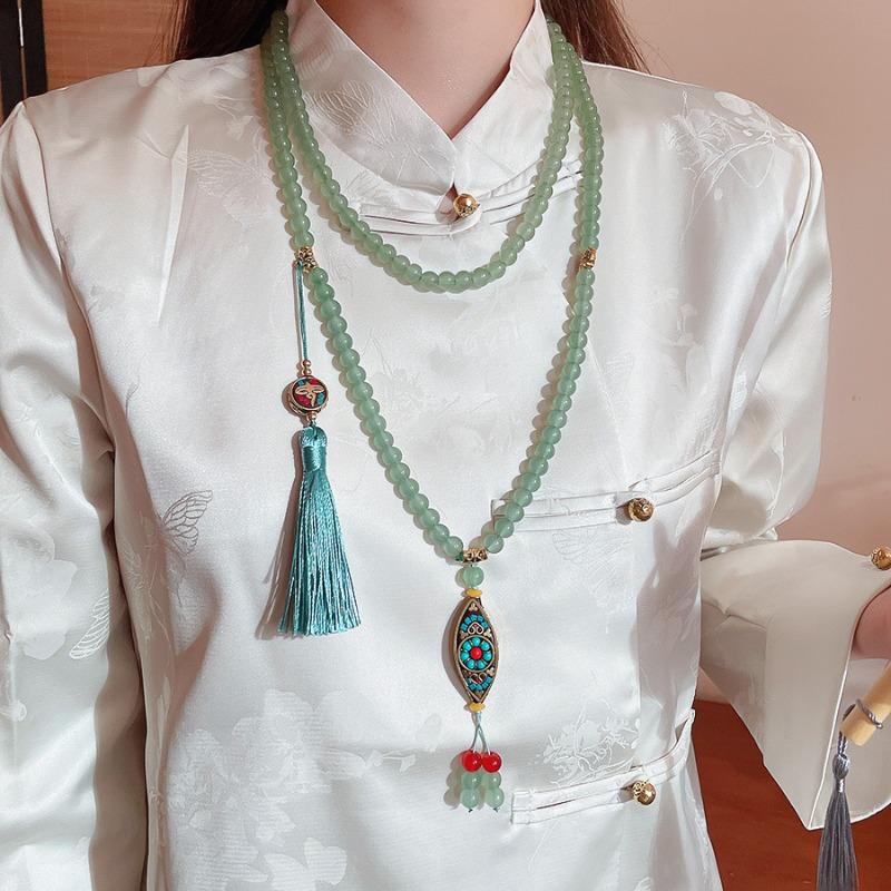 Mary Vintage ethnic crystal beaded necklace & waist chain - new chinese style collarbone chain