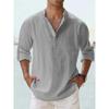 Men Cotton Linen Shirts for Men Casual Shirts Lightweight Long Sleeve Henley Beach Shirts Hawaiian T Shirts for Men Streetwear