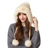 Knitted Hat Winter Big Hair Collar Thick Wool Hat Women's Three Hair Ball Warm Hat