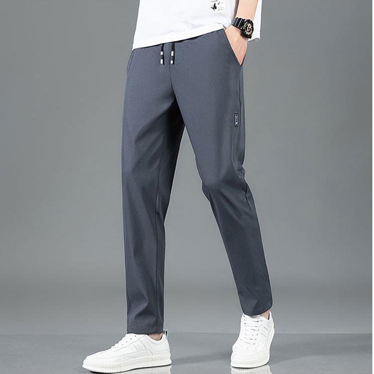 Pantalon De Jogging Léger En Soie Glacée à Séchage Rapide Pour Homme - Pantalon De Jogging - Taille élastique - Cordon De Serrage - Pantalon De Jogging Avec Poches, Gris, 31-35