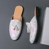 New Designer Summer Camouflage Pattern Leather Half Shoes For Men Tassels Mules Sandals Casual Shoes Slides Loafers Slippers