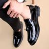 Fashion Trendy men's versatile minimalist leather shoes Loafers Men classics Black Male Driving Men Leisure outdoor party wedding shoes