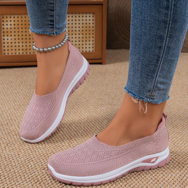 Atmungsaktive Slip-On Flache Schuhe für Damen mit Weicher Sohle - Ganzjahres Leichte Sneaker Geeignet zum Gehen, Täglichen Pendeln, Bequeme Freizeitschuhe