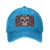 Mexican Sugar Skulls And Flowers Washed Denim Cap Casual Baseball Caps Adjustable Hat Summer Unisex Baseball Hats