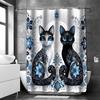 Cartoon Lovely Cat Pattern Bathing Curtain  Bathroom Letters Shower Curtain Waterproof With 12 Hooks Fishes Home Deco Free Ship