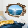 Yousheng 3D Broken Wall Ocean View Sticker, Coconut Tree Beach Decorative Decal, Waterproof Peel-And-Stick Wall Art for Living Room, Bedroom,
