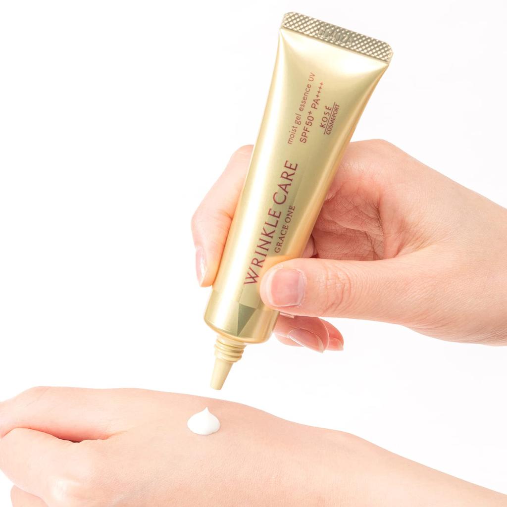 Grace One KOSE Pielęgnacja Przeciwzmarszczkowa Nawilżający Żel Esencja UV Produkt Przeciwzmarszczkowy Dodatkowy Kosmetyk do Makijażu W zestawie 40g, Poprawa, All-in-One, 5-w-1 [Serum, Emulsja, Krem,