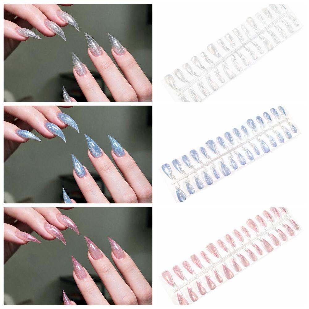 Gradient Halloween False Nails Wearable Nail Tips Set Durable Blood Stained Fake Nail Party