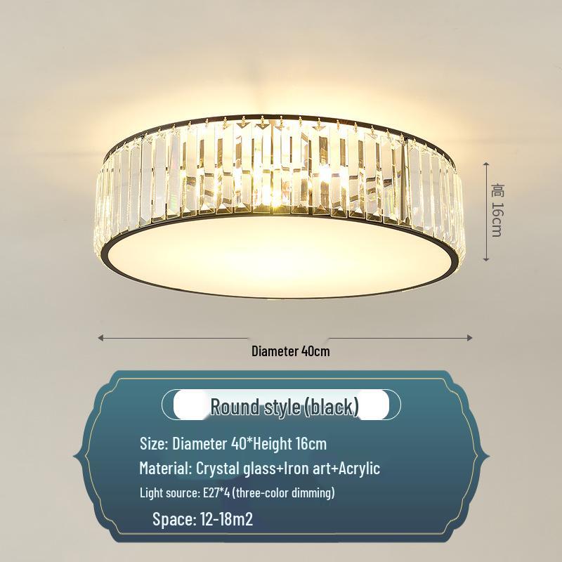 Modern Minimalist Round LED Crystal Ceiling Light for Bedroom, Living Room, Dining Room, and Study