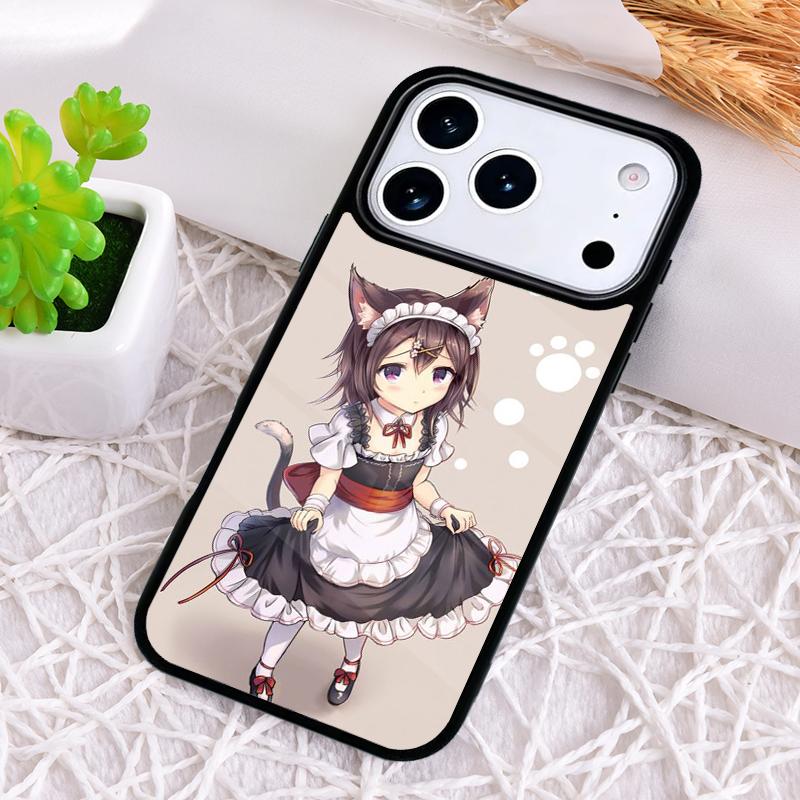 Anime Cat Girl Phone Case for iPhone 17 Air 16 15 11 12 14 13 Pro Max Shockproof Cover