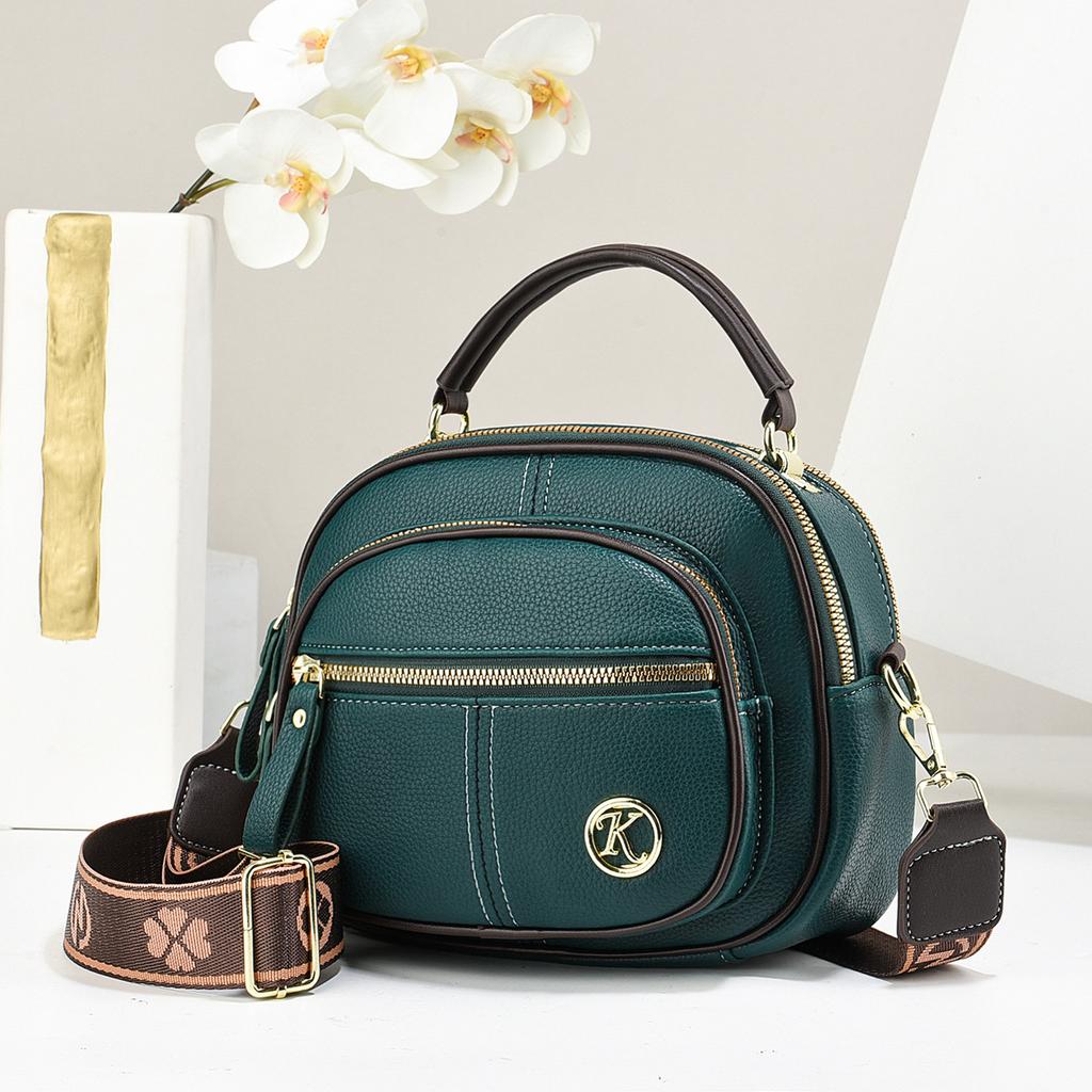 Crossbody Bag New Women's Bag Round Shoulder Handbag Wide Shoulder Strap Fashion Women's Bag