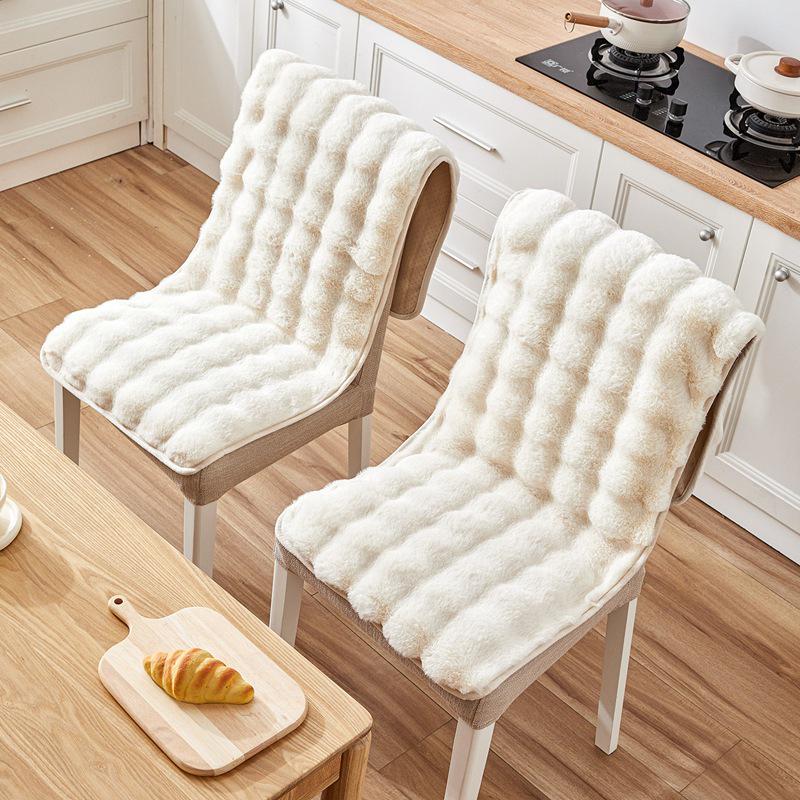 Winter Plush Non-Slip Thick Chair Cushion with Integrated Backrest for Living Room, Dining, and Office