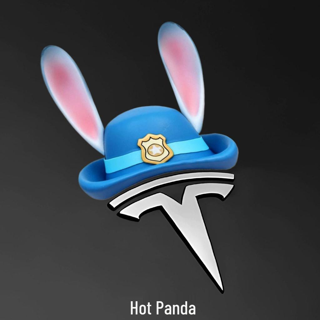 Tesla Judy Officer Rabbit Ear Hat Car Logo Cute Cartoon Decoration Sticker