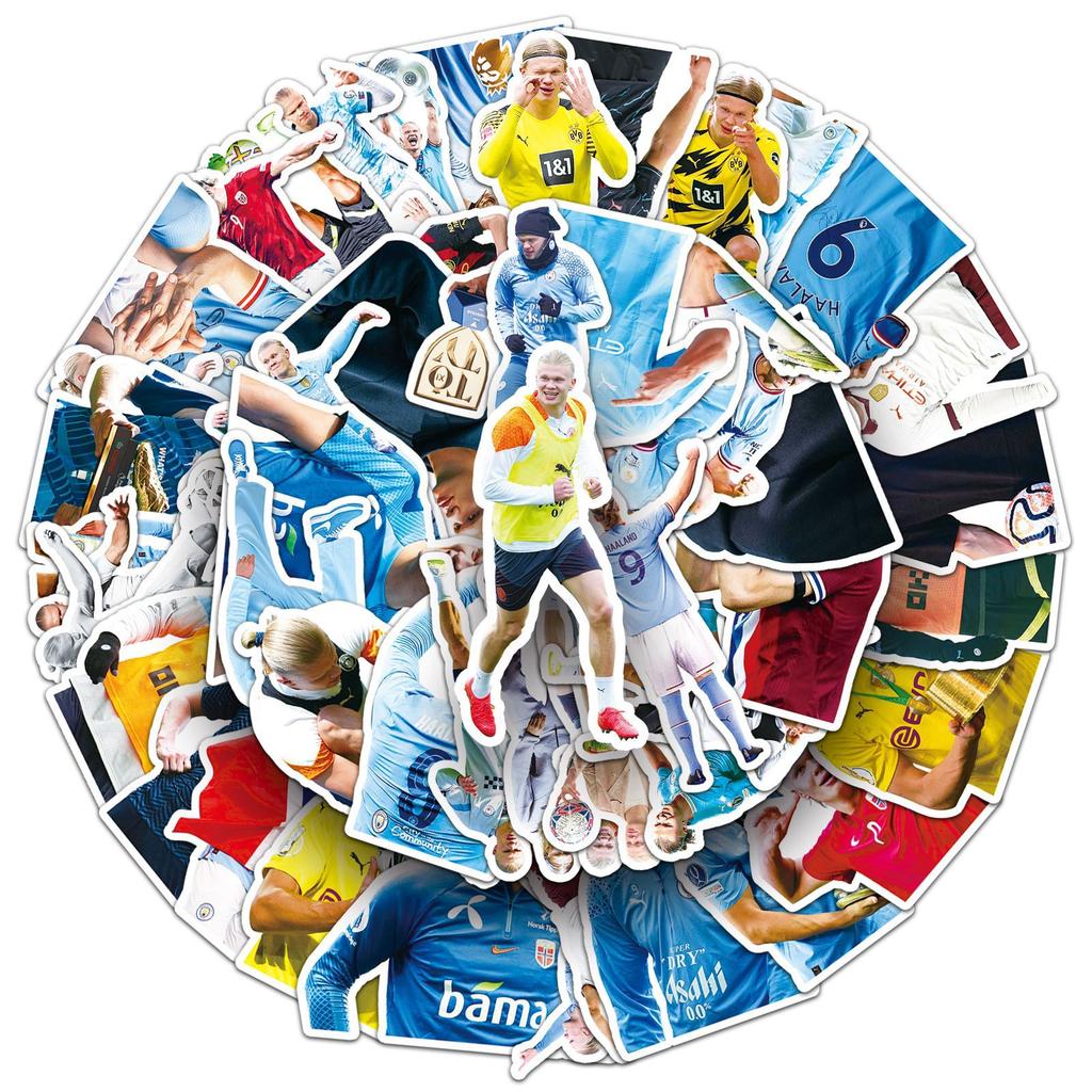Haaland Graffiti Stickers 50Pcs Cross-Border Sports Football Star Decals for Skateboard Water Bottle Luggage